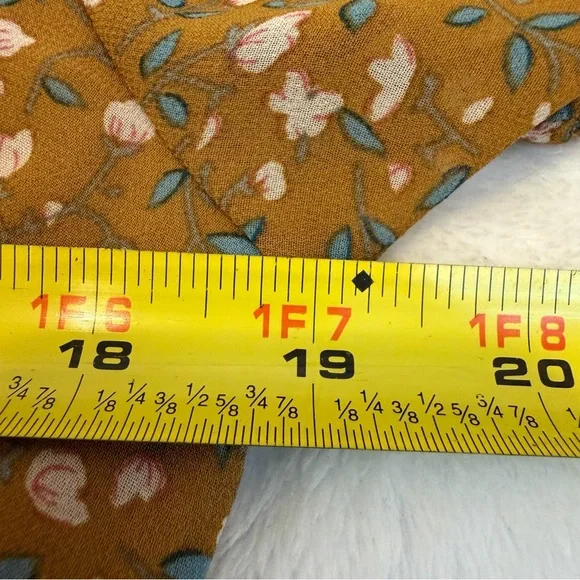 Piper & Scoot Floral Mustard Midi Button Up V Neck Dress - Picture 13 of 14